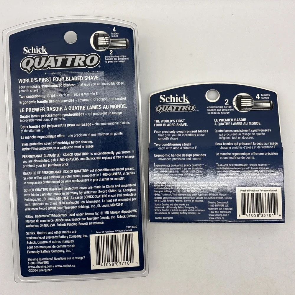 Schick Quattro Razor And Blades / Cartridges 4-pack - NEW in BOX